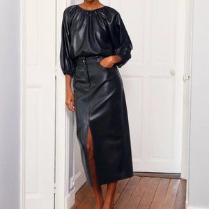 NWT - Aritzia - Wilfred Bica Vegan Leather Midi Skirt